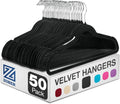 Black Velvet Hangers 50 Pack - Clothes Hangers, Coat Hanger for Pants & Dress Clothes - Non Slip W/ 360 Degree Swivel, Holds up to 10 Lbs - Strong Felt Hanger for Clothing
