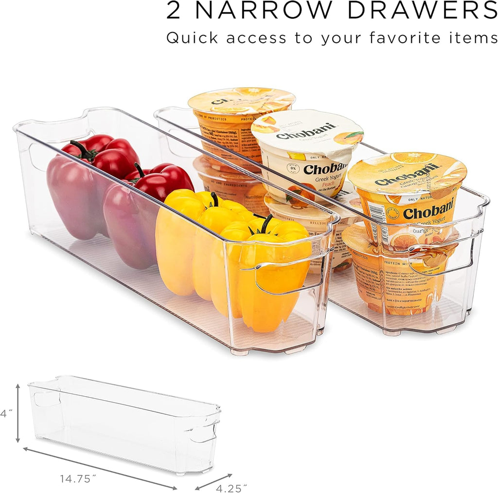 Fridge Bins and Freezer Bins Refrigerator Organizer Stackable Food Storage Containers Bpa-Free Drawer Organizers for Refrigerator Freezer and Pantry