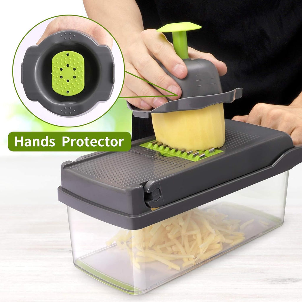 Vegetable Chopper, Multifunctional 13-In-1 Food Choppers Onion Chopper Vegetable Slicer Cutter Dicer Veggie Chopper with 8 Blades,Colander Basket,Container for Salad Potato Carrot Garlic