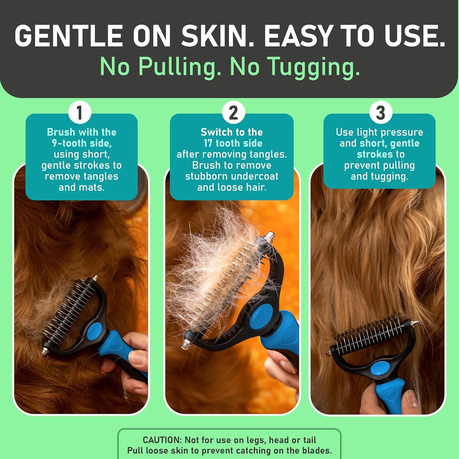 Original Pet Grooming Rake - Double-Sided Deshedding Dematting Tool, Undercoat Rake for Dogs & Cats, Extra-Wide Dog Grooming Brush & Deshedder Comb for Long Hair, Reduces Shedding 95%