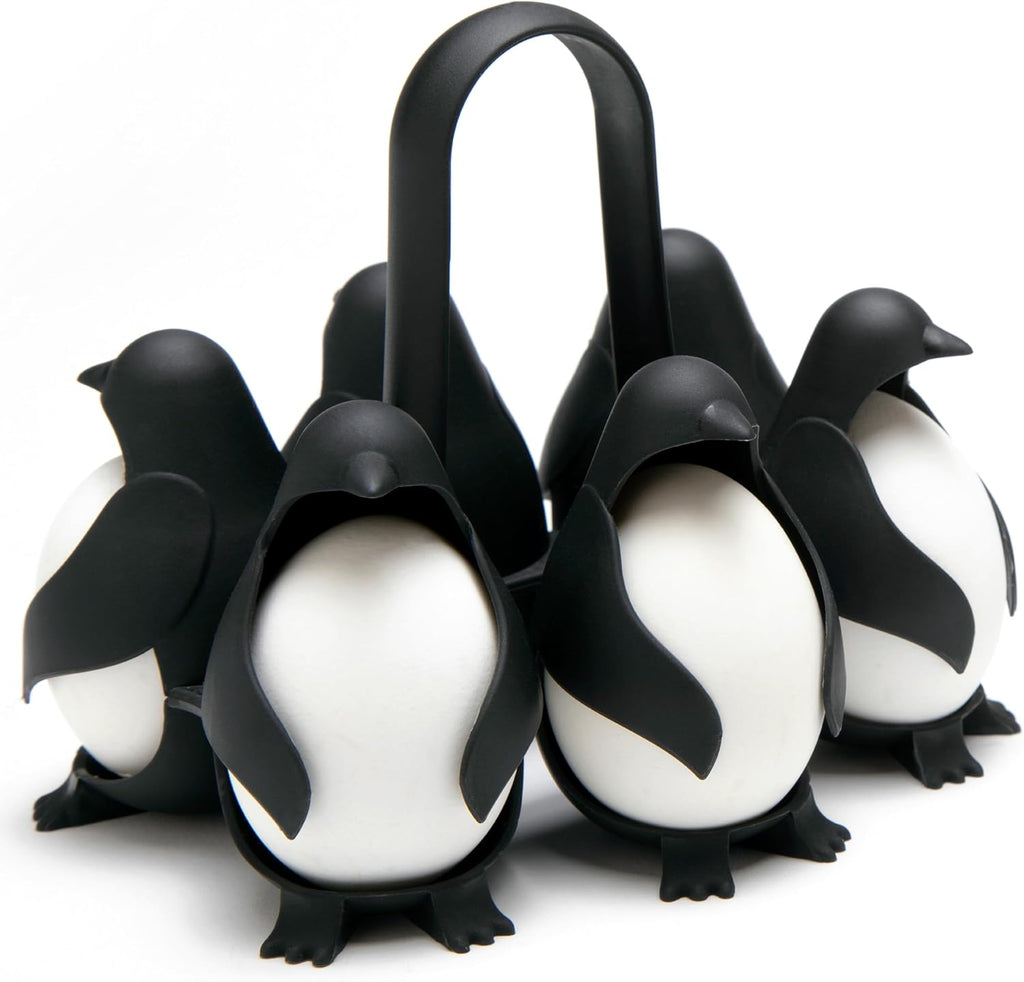 Egguins Egg Cooker for Hard Boiled Eggs and Soft Boiled Eggs – 3-In-1 Boiled Egg Holder for Cooking, Fridge Storage & Serving – Unique Penguin Kitchen Gift, Holds 6 Eggs