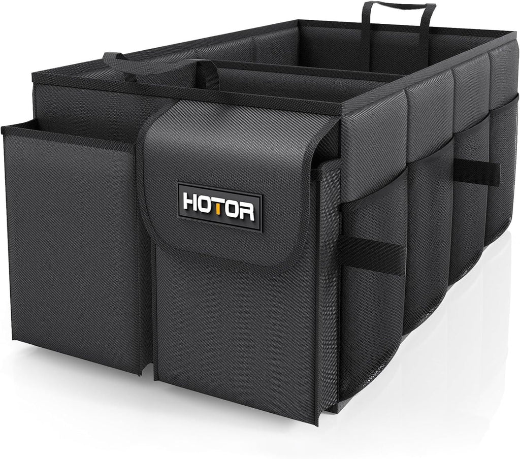 Trunk Organizer - Car Organizer, Foldable Trunk Organizer for Suvs & Sedans, Sturdy Car Organization for Car Accessories, Tools, Sundries, Black, 2 Compartments, 21.3"×12.6"×10.6"
