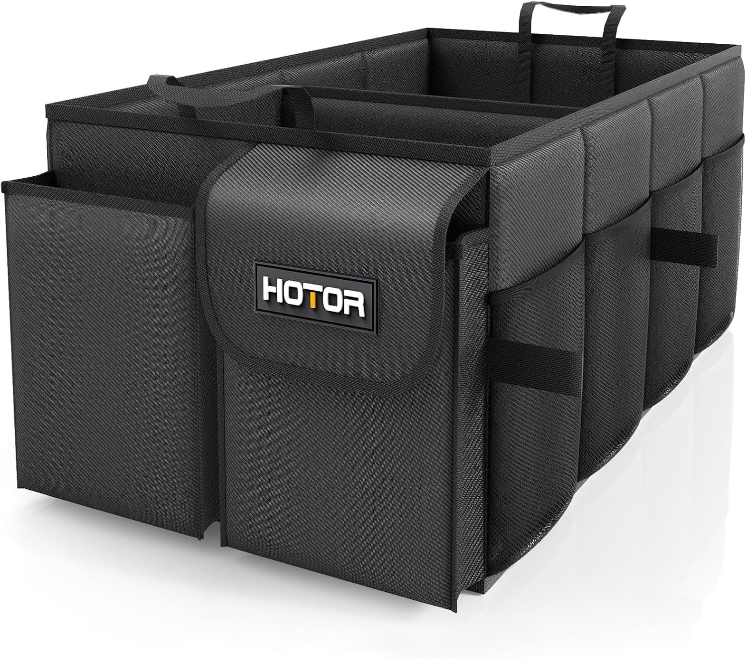Trunk Organizer - Car Organizer, Foldable Trunk Organizer for Suvs & Sedans, Sturdy Car Organization for Car Accessories, Tools, Sundries, Black, 2 Compartments, 21.3"×12.6"×10.6"