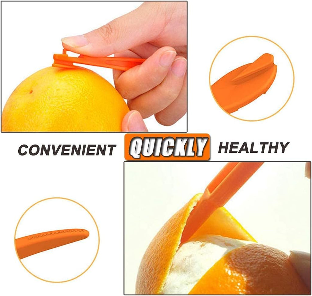 Orange Peeler Tools - Plastic Orange Peeler Citrus Remover Easy Open Lemon Citrus Peel Cutter Vegetable Slicer Fruit Tools Kitchen Gadgets (Orange 2 Pack)