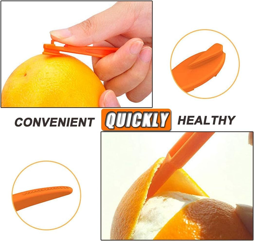 Orange Peeler Tools - Plastic Orange Peeler Citrus Remover Easy Open Lemon Citrus Peel Cutter Vegetable Slicer Fruit Tools Kitchen Gadgets (Orange 2 Pack)