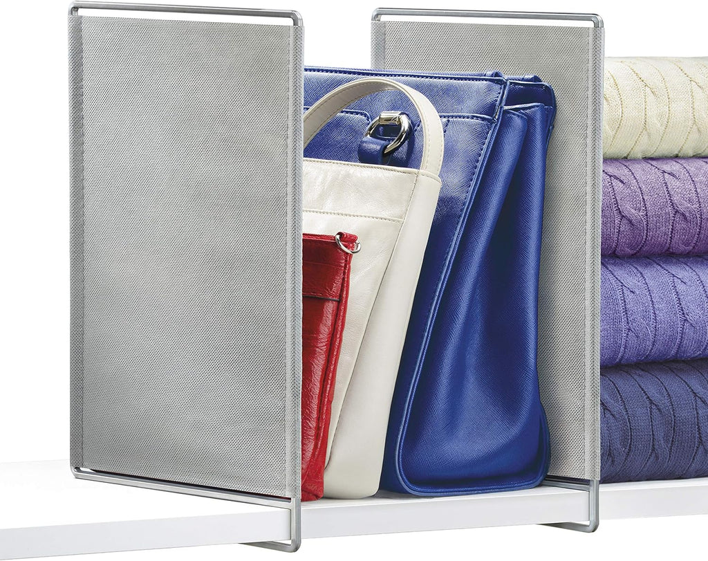 PROFESSIONAL® HOME™ Shelf Dividers - Linen Closet Organizers and Storage - Linen Storage - Closet Organization - Towel Organizer for Closet (Set of 2) - Platinum