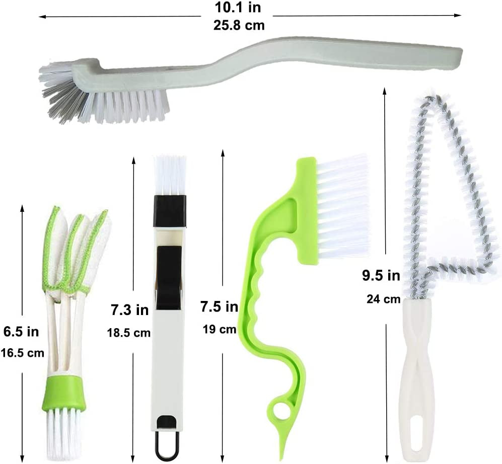 5Pcs Crevice Cleaning Brush Set, Hard Bristle Grout Brush for Window Track, Tile Lines, Sink Corners, Small Gaps, Bottles & Blinds