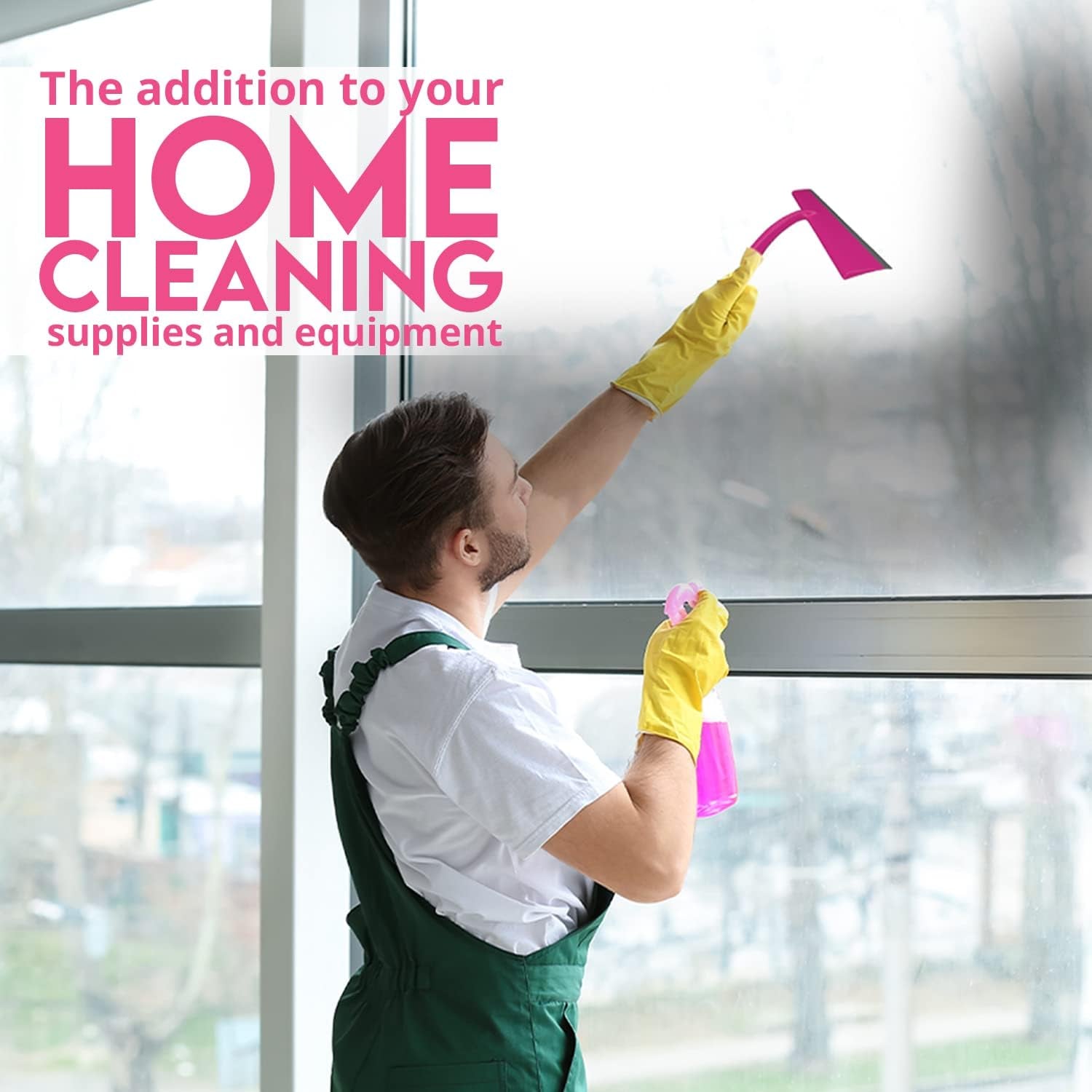 WBM Home Squeegee, Professional Scratch Free Surface Cleaner with Hanging Hole, Shower Squeegee, Pink