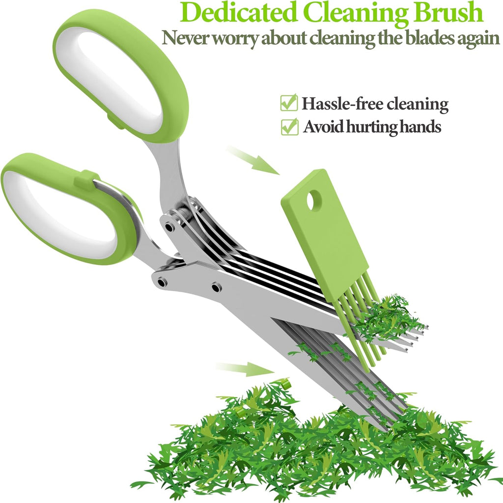 2026 Upgraded Herb Scissors, Effortless Herb Shears Cutter Tool with Sharp Stainless Steel Blades for Fresh Herbs, Must-Have Kitchen & Cooking Gadget, Green
