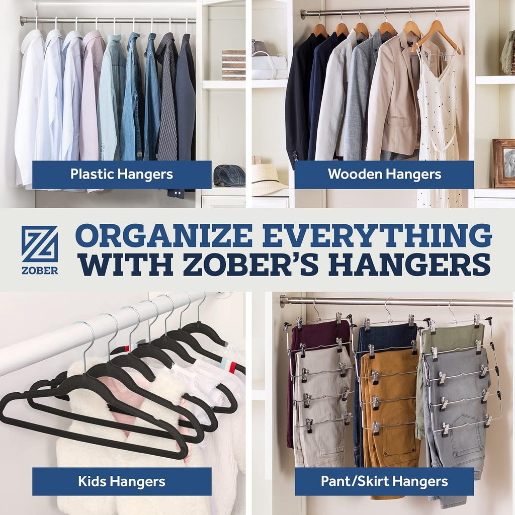 Black Velvet Hangers 50 Pack - Clothes Hangers, Coat Hanger for Pants & Dress Clothes - Non Slip W/ 360 Degree Swivel, Holds up to 10 Lbs - Strong Felt Hanger for Clothing