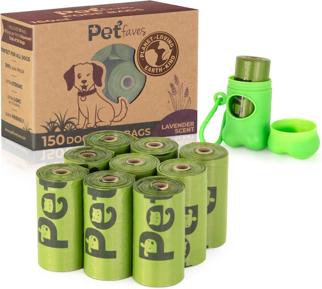 Eco-Friendly Dog Poop Bags -100% Leak-Proof, Strong and Extra Long Doggie Poop Bags for Dogs and Cats Waste Bag, Lavender Scented - 150 Bags (1 Pack)