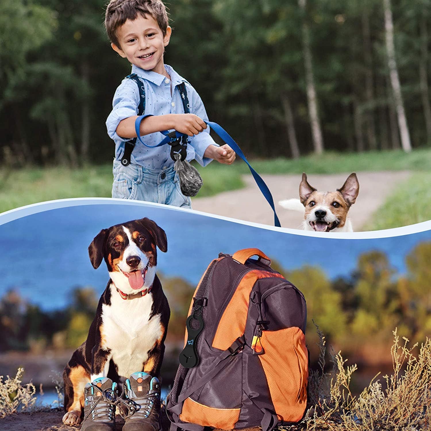 Dog Poop Bag Holder for Leash Waste Bag Carrier Dog Poop Bag Dispenser for Walking Running Bicycle Accessory 2 Pieces (Black)