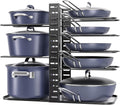 Pots and Pans Organizer under Cabinet 14.55" Height, Adjustable 8-Tier Pot Organizers inside Cabinet, Kitchen Organizers and Storage Fit 6-11 Inch Lightweight Cookware
