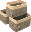Small Cotton Rope Basket – Storage Bin for Organizing (10.6" X 6.7" X 6.7"), Bathroom Storage Basket for Shelf, Counter & Closet（Camel & Mixed Black）