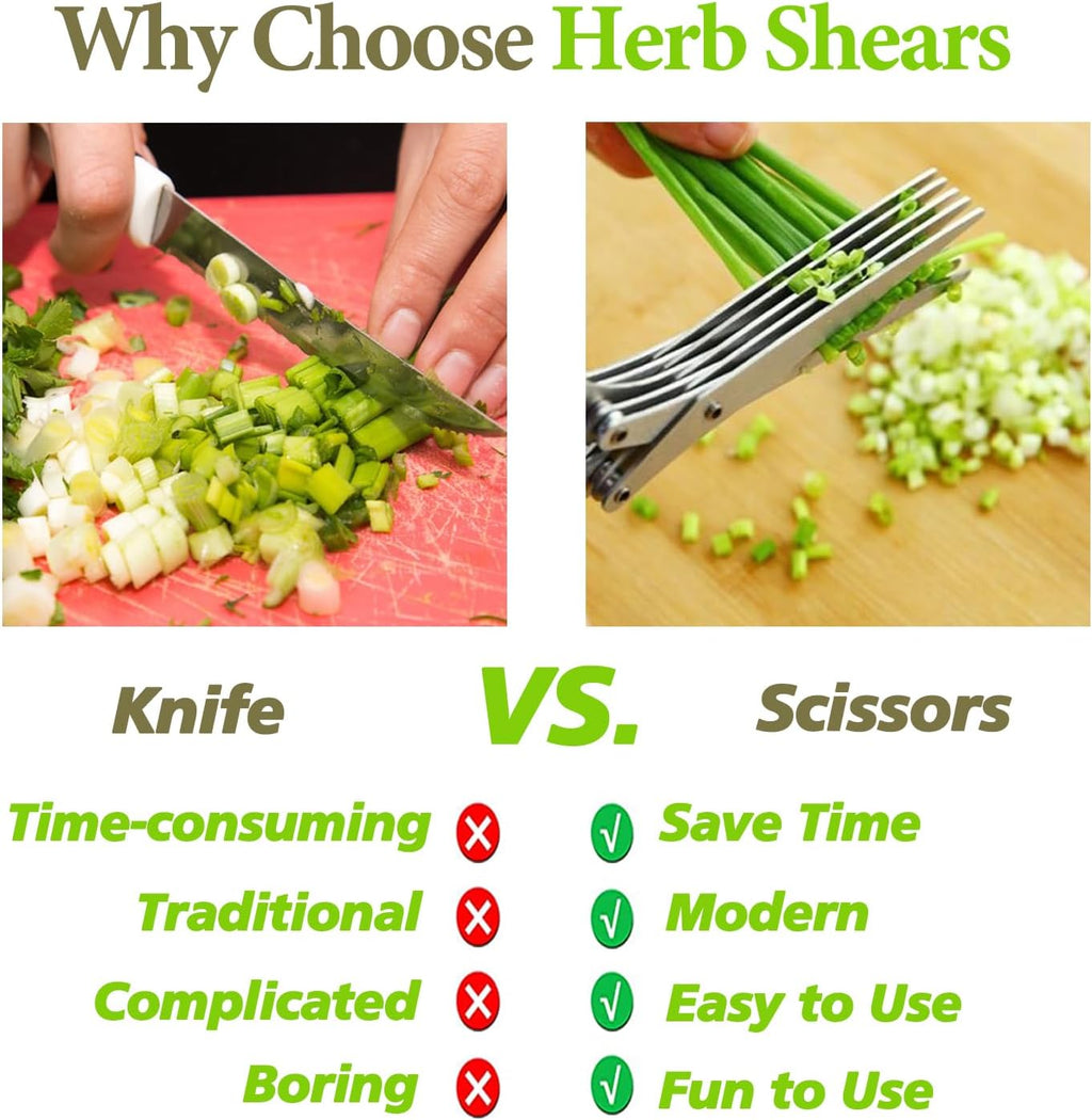 2026 Upgraded Herb Scissors, Effortless Herb Shears Cutter Tool with Sharp Stainless Steel Blades for Fresh Herbs, Must-Have Kitchen & Cooking Gadget, Green