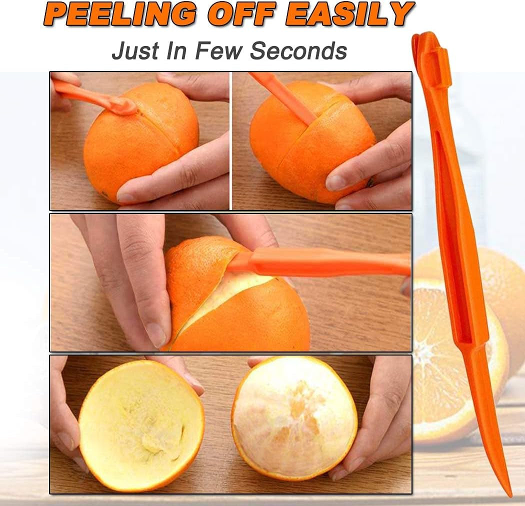 Orange Peeler Tools - Plastic Orange Peeler Citrus Remover Easy Open Lemon Citrus Peel Cutter Vegetable Slicer Fruit Tools Kitchen Gadgets (Orange 2 Pack)