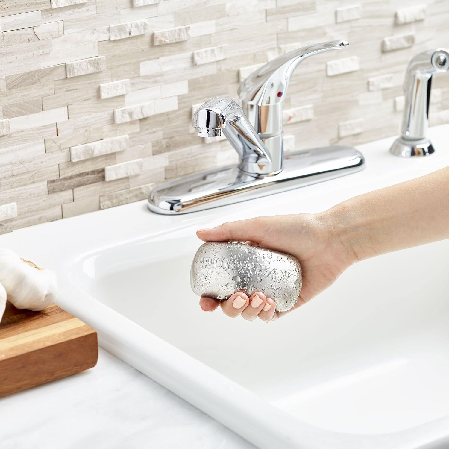 Rub-A-Way Bar, Stainless Steel Odor Absorber (4" X 2.25") - Dishwasher Safe Kitchen & Outdoor Essential for Garlic, Onion, Fishing, Hiking Odors - Natural Odor Remover