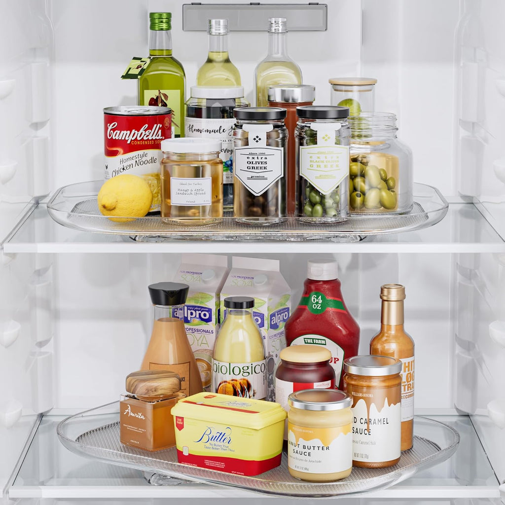 Lazy Susan Organizer 14.56''X11'' for Refrigerator Organizers and Storage Fridge Organization, Turntable Condiment Organizer for Kitchen, Table Top, Cabinet, Pantry, Countertop, 1 Pack