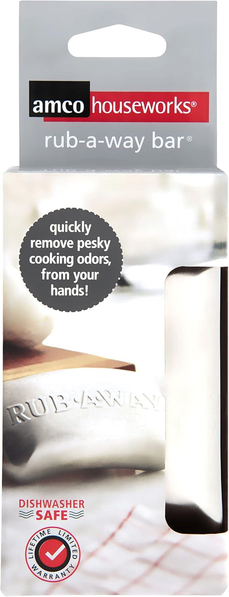 Rub-A-Way Bar, Stainless Steel Odor Absorber (4" X 2.25") - Dishwasher Safe Kitchen & Outdoor Essential for Garlic, Onion, Fishing, Hiking Odors - Natural Odor Remover