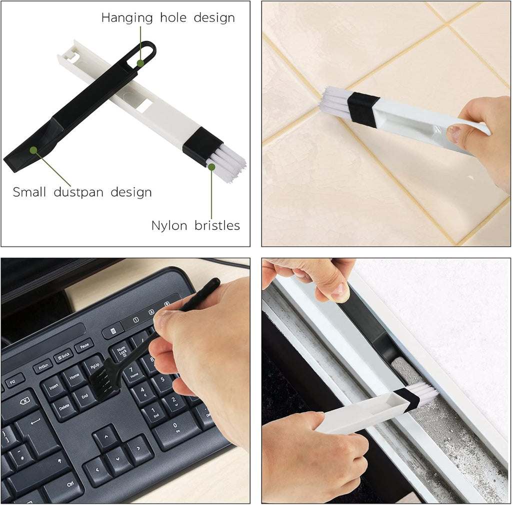 8 Pcs Hand-Held Groove Gap Cleaning Tools - Door Window Track Crevice Cleaning Brushes Blind Cleaner Duster, Window Magic Cleaning Brush for Shower Door, Car Vents, Air Conditioner, Keyboard