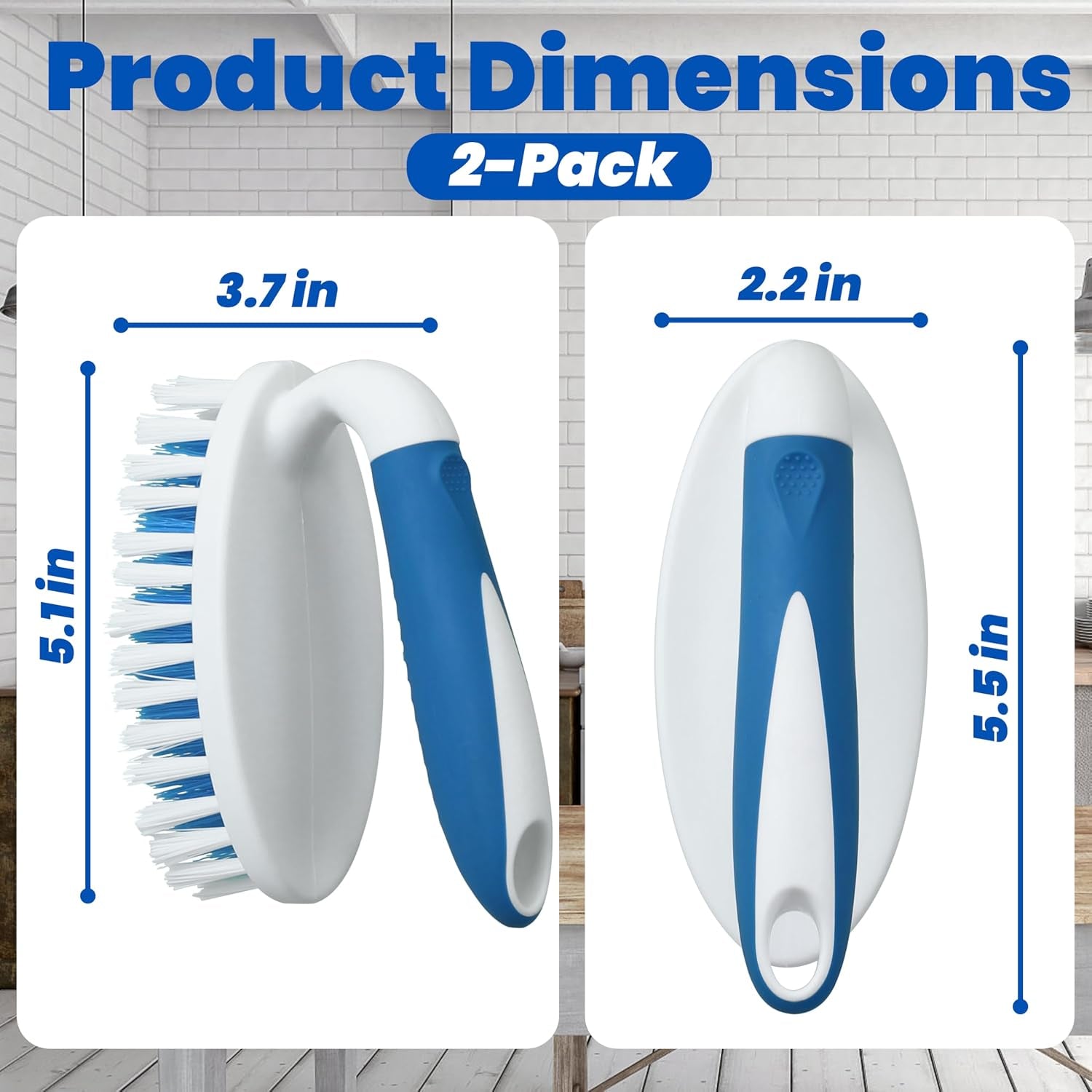 Scrub Brush, 2 Pack Household Cleaning Brushes with Stiff Bristles, Scrubbing Brush for Carpet, Shower, Bathtub, Kitchen, Pool Tile, Bathroom Scrubber