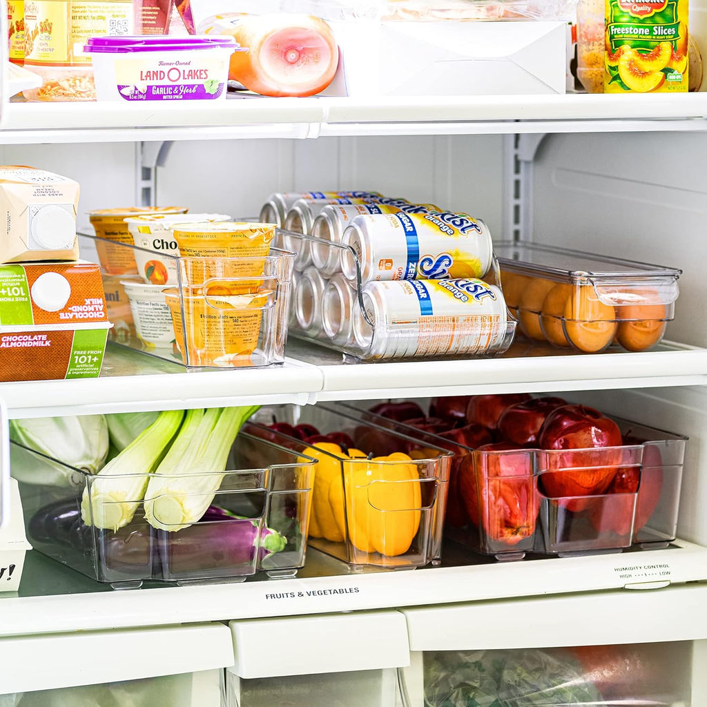 Fridge Bins and Freezer Bins Refrigerator Organizer Stackable Food Storage Containers Bpa-Free Drawer Organizers for Refrigerator Freezer and Pantry