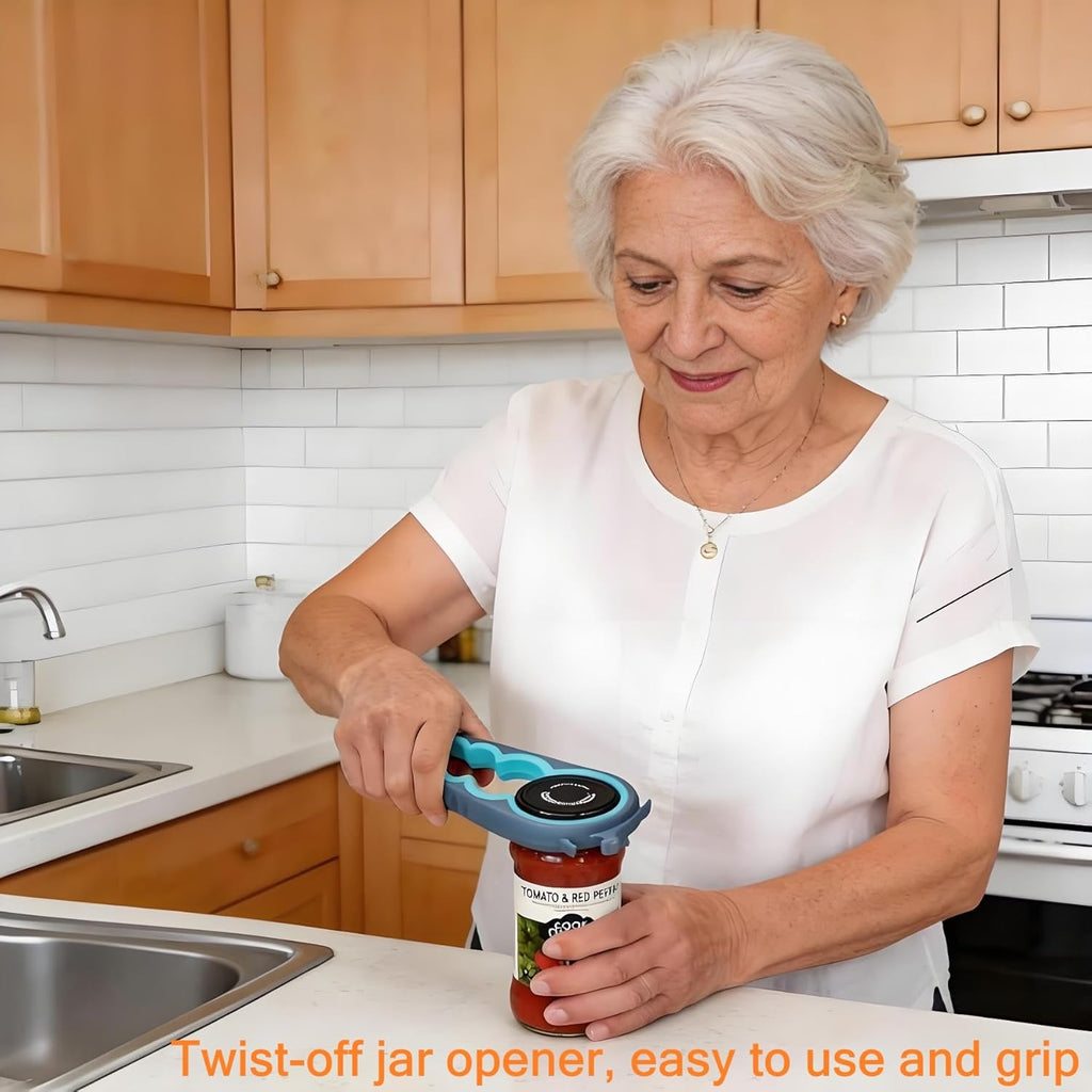 Jar Opener Bottle Opener and Can Opener for Weak Hands, Seniors with Arthritis and Anyone with Low Strength, Mutil Jar Opener Get Lids off Easily (Blue and Grey)