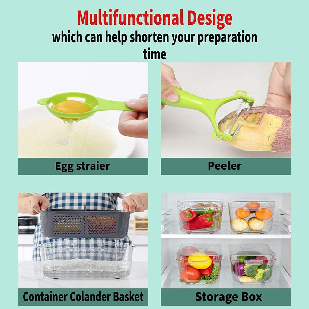 Vegetable Chopper 22 in 1 Multifunctional Onion Vegetable Mandoline Slicer Cutter Food Chopper Kitchen Manual Julienne Grater for Carrot Potato Fruit Salad with Colander Basket Container