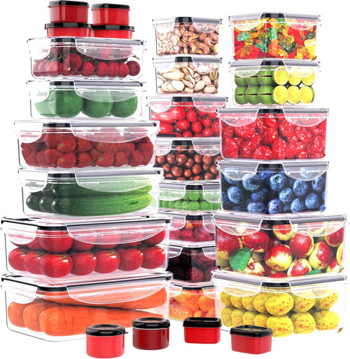 56 PCS Food Storage Containers with Lids Airtight- Plastic Container for Pantry Kitchen Organization-Microwave Dishwasher,Freezer Safe 100% Leak Proof (28 Stackable Boxes-28 Lids)