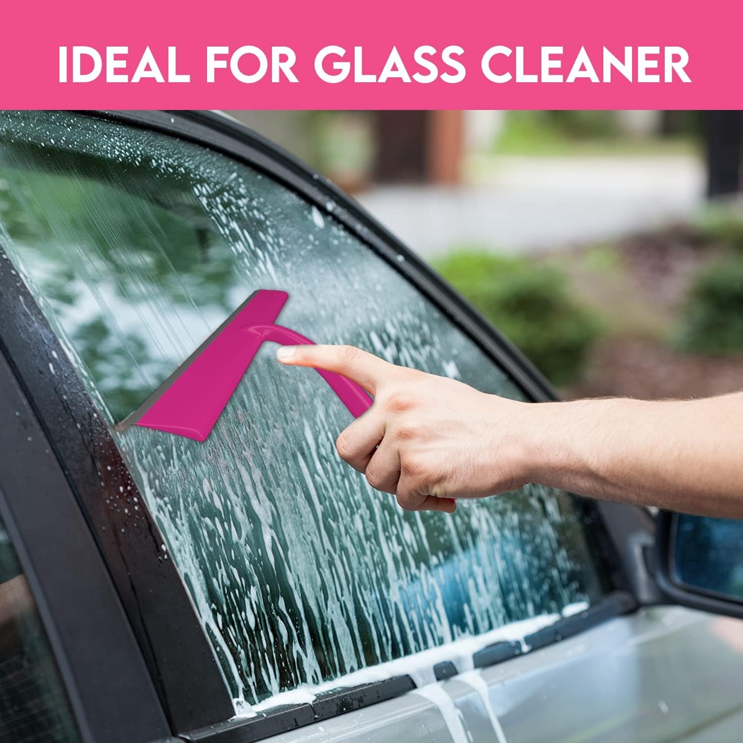 WBM Home Squeegee, Professional Scratch Free Surface Cleaner with Hanging Hole, Shower Squeegee, Pink