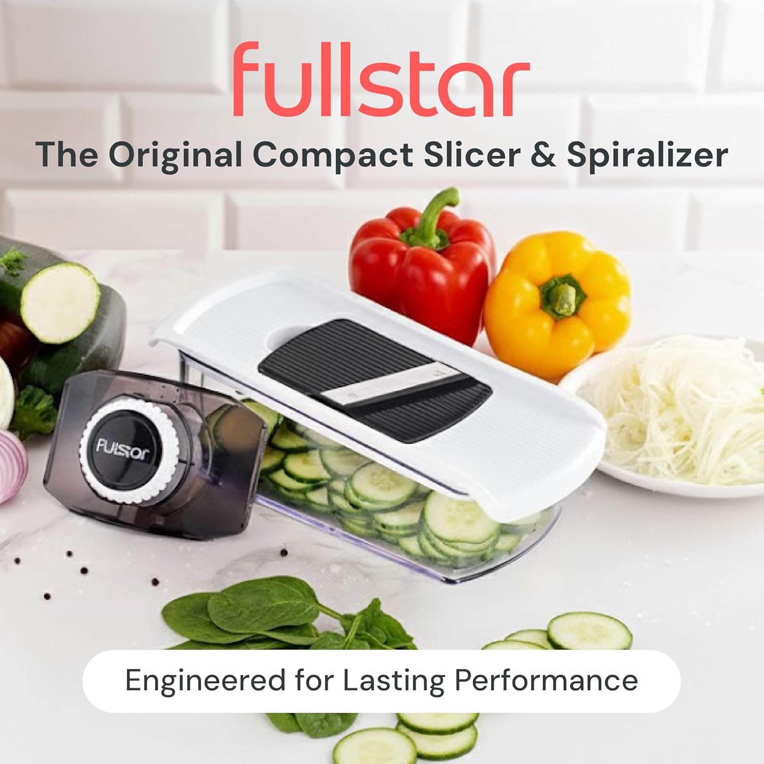 Mandoline Slicer for Kitchen, Fruit Cutter, Cheese Grater, Cucumber Slicer, Veggie Spiralizer, Food Cutter & Kitchen Gadgets & Gifts with Safety Glove (6 in 1, White)