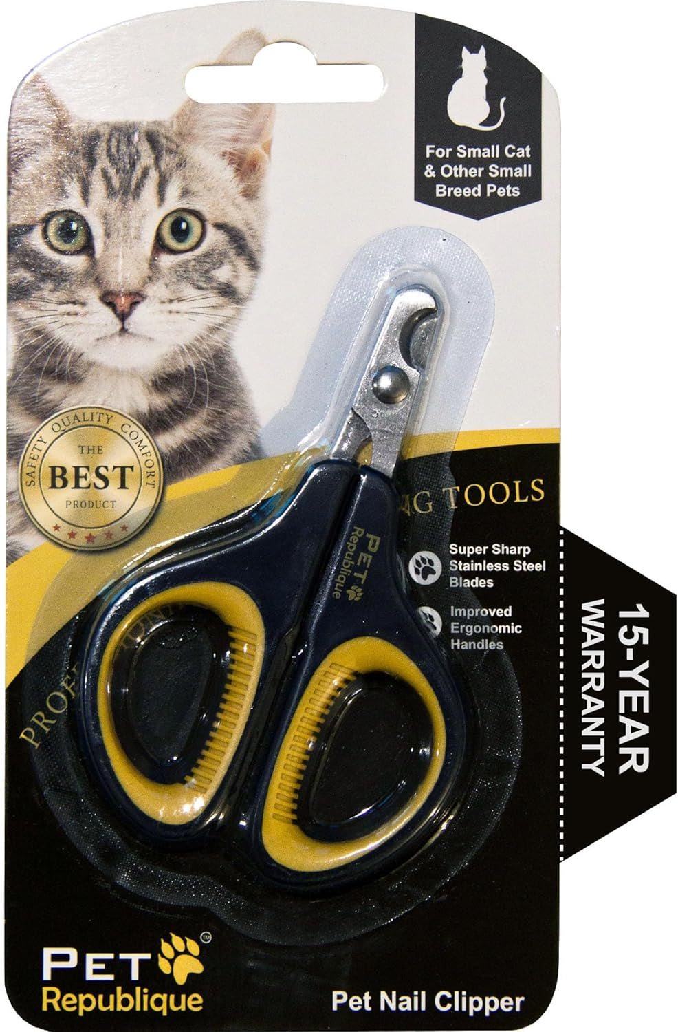 Cat Nail Clippers by  – Professional Stainless-Steel Nail Clipper for Cats, Kittens, Hamster, Rabbits, Birds, & Small Breed Animals Claw Trimmer (Black+Yellow)