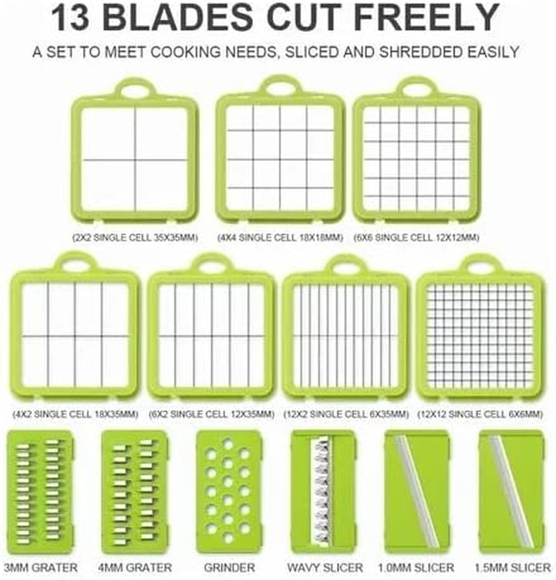 Vegetable Chopper 22 in 1 Multifunctional Onion Vegetable Mandoline Slicer Cutter Food Chopper Kitchen Manual Julienne Grater for Carrot Potato Fruit Salad with Colander Basket Container