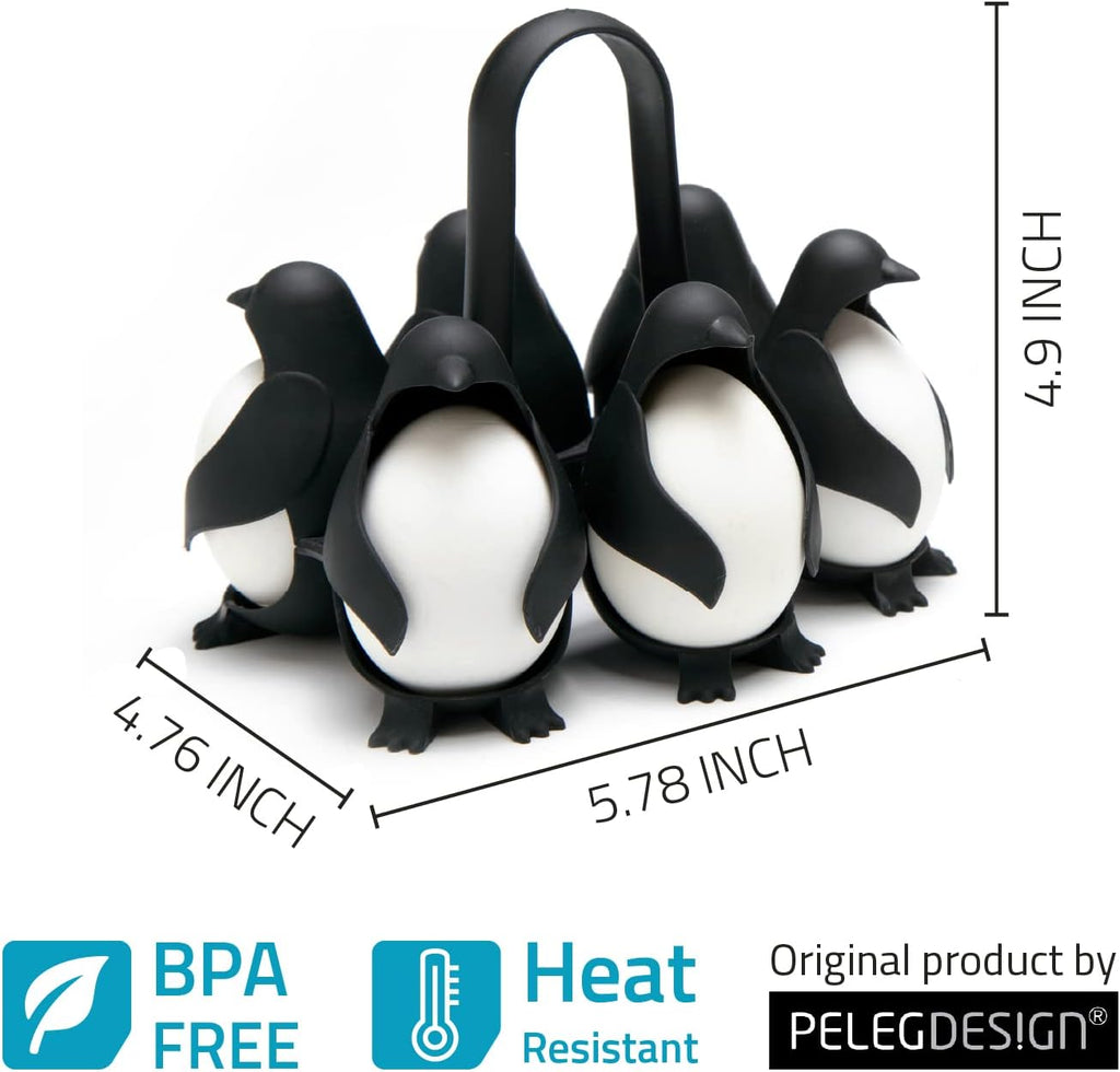 Egguins Egg Cooker for Hard Boiled Eggs and Soft Boiled Eggs – 3-In-1 Boiled Egg Holder for Cooking, Fridge Storage & Serving – Unique Penguin Kitchen Gift, Holds 6 Eggs