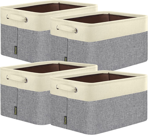 4 Pack Fabric Closet Storage Bins for Shelves, Linen Closet Organizers and Storage, Decorative Baskets for Organizing, Shelf, Clothes, Home, Office (Grey, 12"X8"X8")