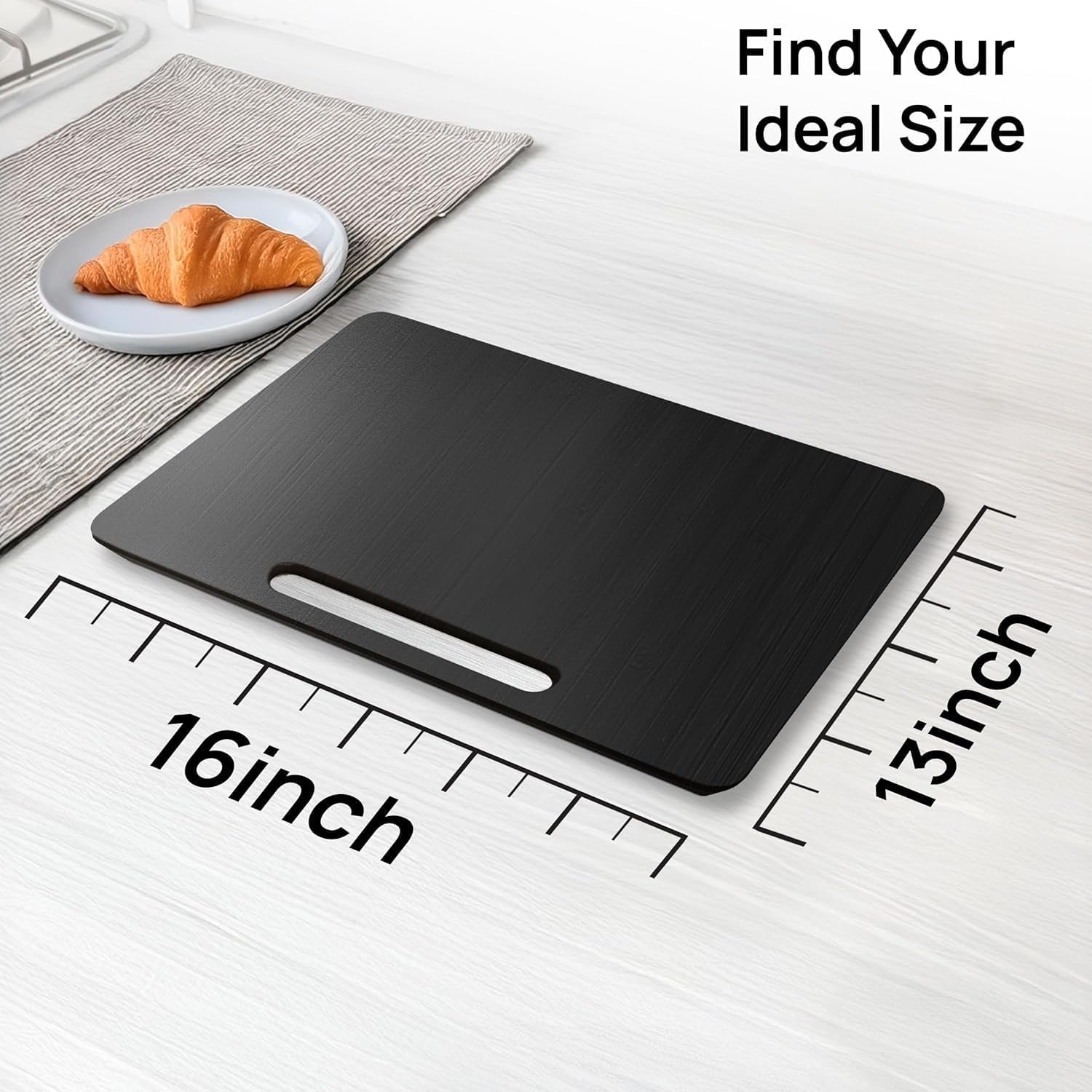 Elegant Appliance Slider - Sliding Tray for Coffee Maker & Heavy Kitchen Appliances, Easy Slide, Made of Premium Bamboo, Space-Saving Kitchen Organizer, 40 Lb Capacity, Black - 16 X 13 Inch