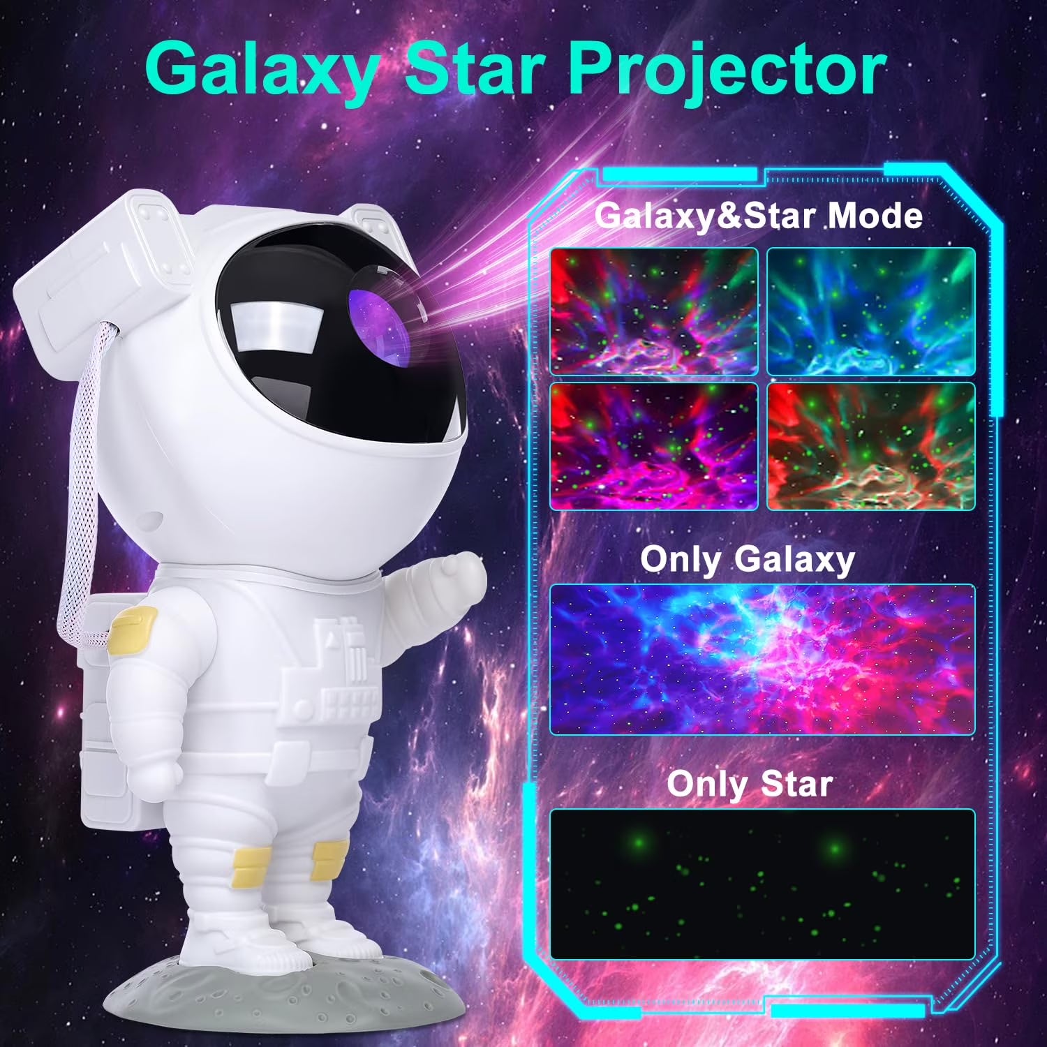 Star Projector with Bluetooth Speaker and Remote, Northern Lights Aurora Projector with Moon and Star