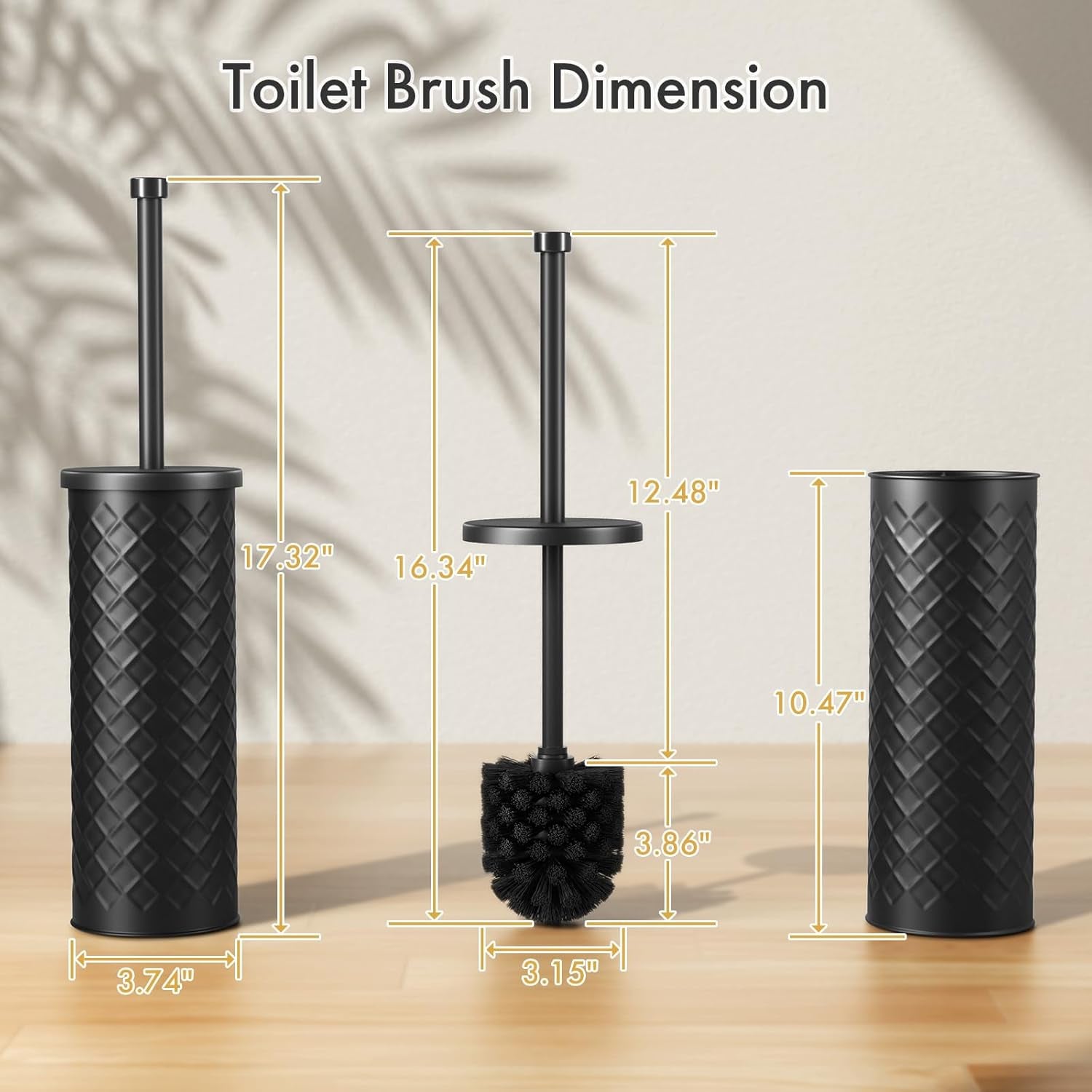 Toilet Bowl Brush and Holder Set 2 Pack with 4 Extra Brush Heads | Extra Long Handle with Splash Guard Cover, Tool-Free Installation, Bathroom Space-Saving, Cleaner Sets for Apartments, RV (Black)