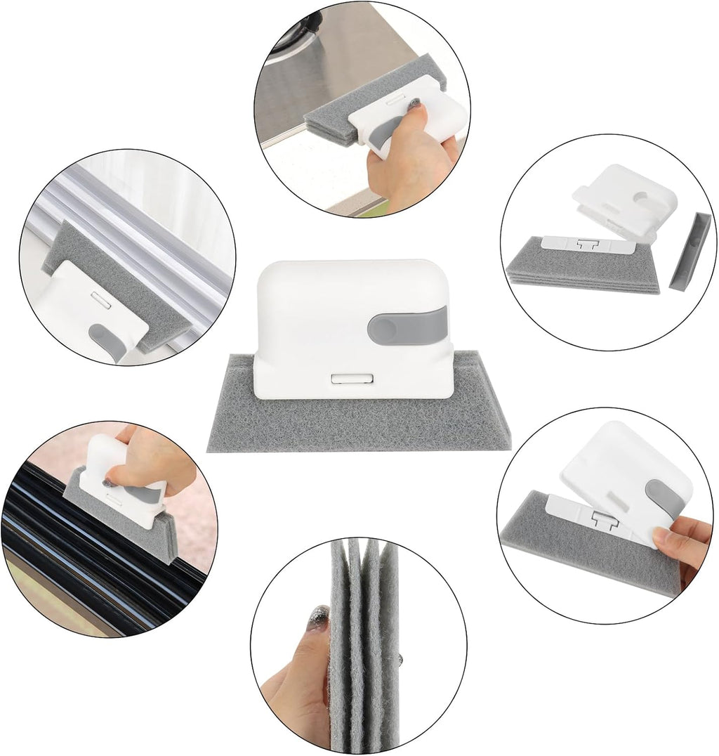 8 Pcs Hand-Held Groove Gap Cleaning Tools - Door Window Track Crevice Cleaning Brushes Blind Cleaner Duster, Window Magic Cleaning Brush for Shower Door, Car Vents, Air Conditioner, Keyboard