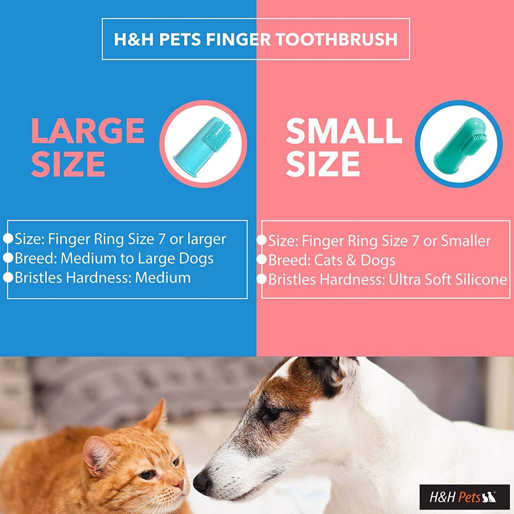 Dog Finger Toothbrushes - Professional Pet Finger Dental Brush Set for Dogs Puppies Cats, Soft Bristles, Size Large 8 Count