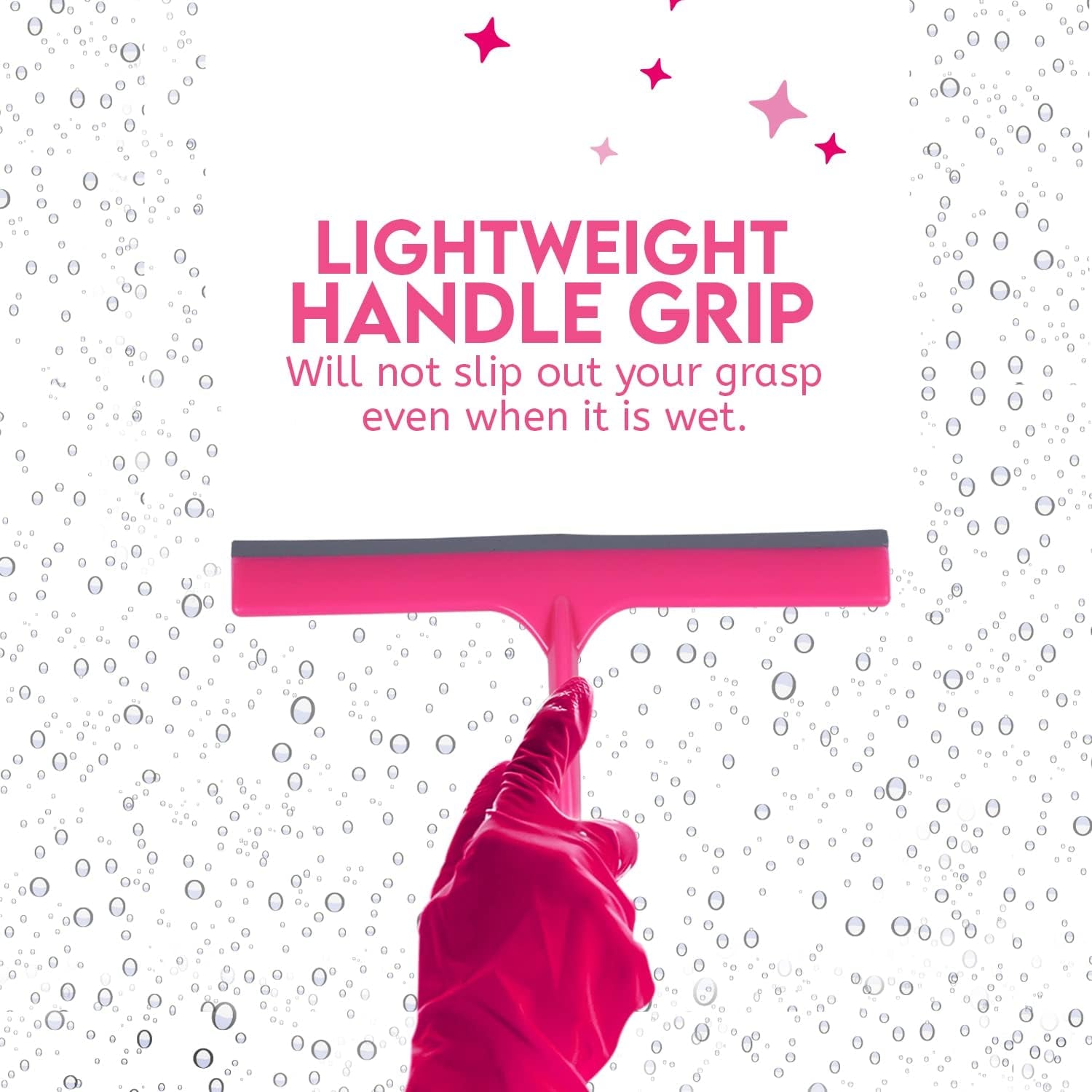 WBM Home Squeegee, Professional Scratch Free Surface Cleaner with Hanging Hole, Shower Squeegee, Pink
