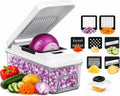 Food Chopper with Container, Veggie Chopper and Vegetable Chopper with 7 Stainless Steel Blades, Onion Chopper Dicer Cutter for Potato, Carrot, Garlic, Cubumber, Salad Meal Prep