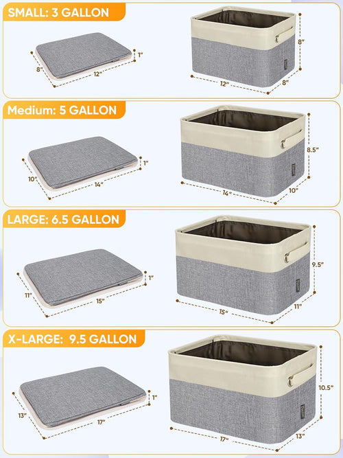 4 Pack Fabric Closet Storage Bins for Shelves, Linen Closet Organizers and Storage, Decorative Baskets for Organizing, Shelf, Clothes, Home, Office (Grey, 12"X8"X8")