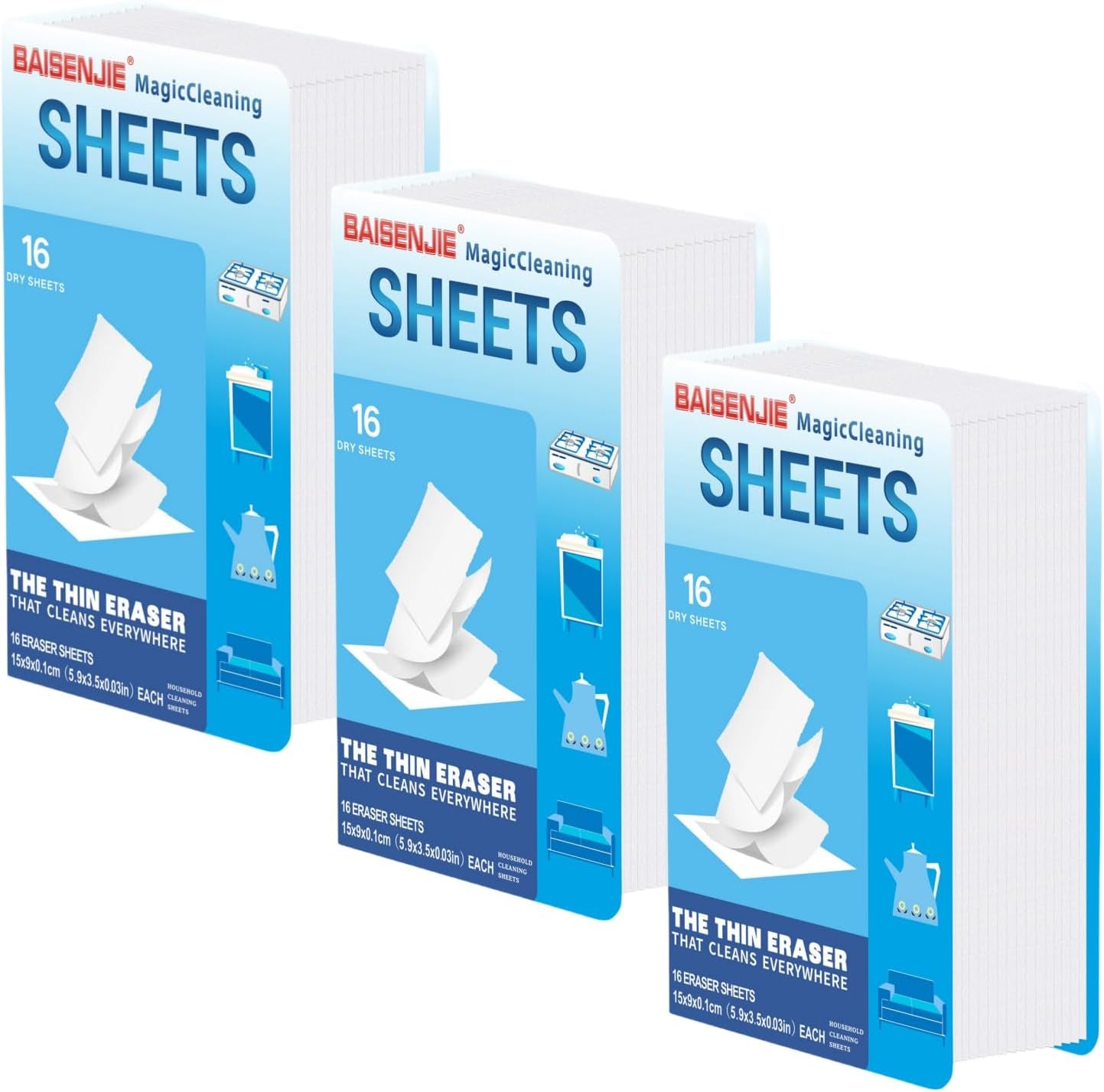 Magic Sponge Eraser Sheets, 48 PCS Melamine Sponges for Kitchen, Bathroom | Portable & Lightweight, Simply Activate with Water, Effortless Stain Removal