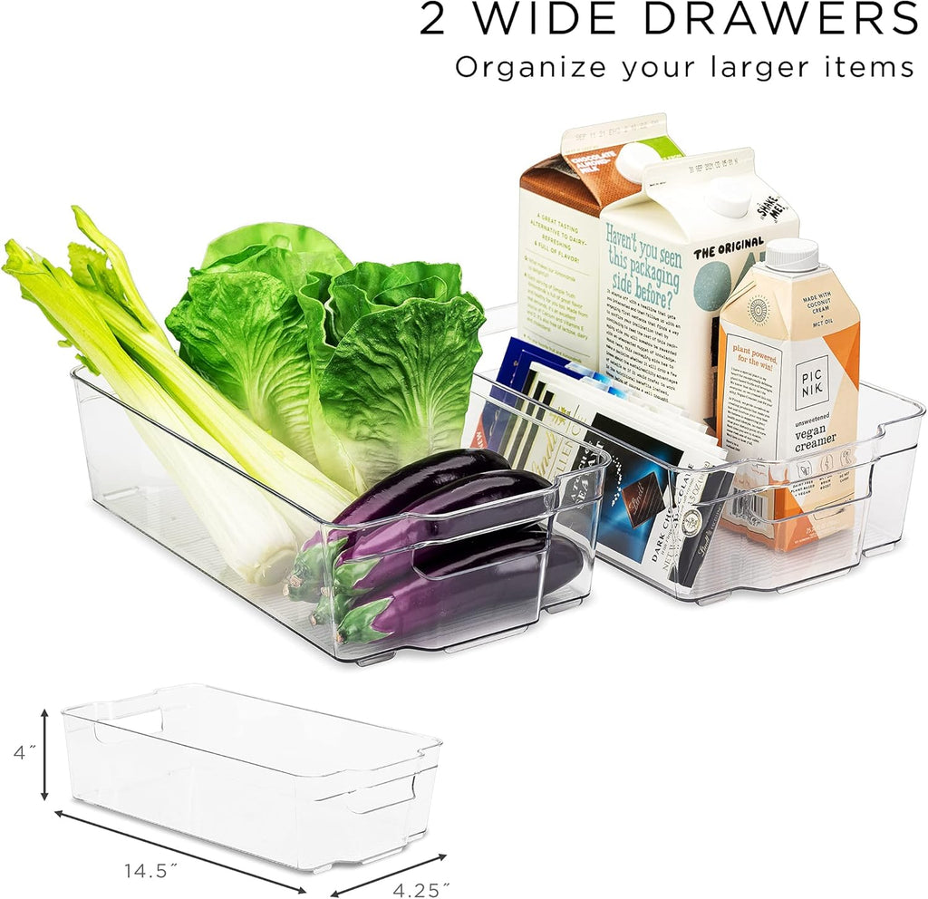 Fridge Bins and Freezer Bins Refrigerator Organizer Stackable Food Storage Containers Bpa-Free Drawer Organizers for Refrigerator Freezer and Pantry
