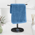 Hand Towel Holder, Stainless Steel Towel Holder Stand for Bathroom, Kitchen Countertop, T-Shaped Hand Towel Rack Stand, Black
