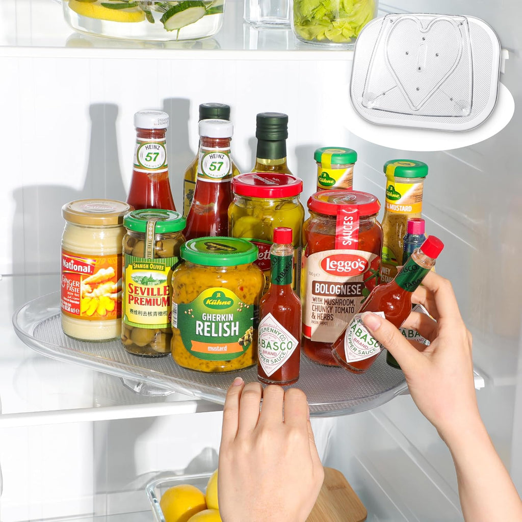 Lazy Susan Organizer 14.56''X11'' for Refrigerator Organizers and Storage Fridge Organization, Turntable Condiment Organizer for Kitchen, Table Top, Cabinet, Pantry, Countertop, 1 Pack