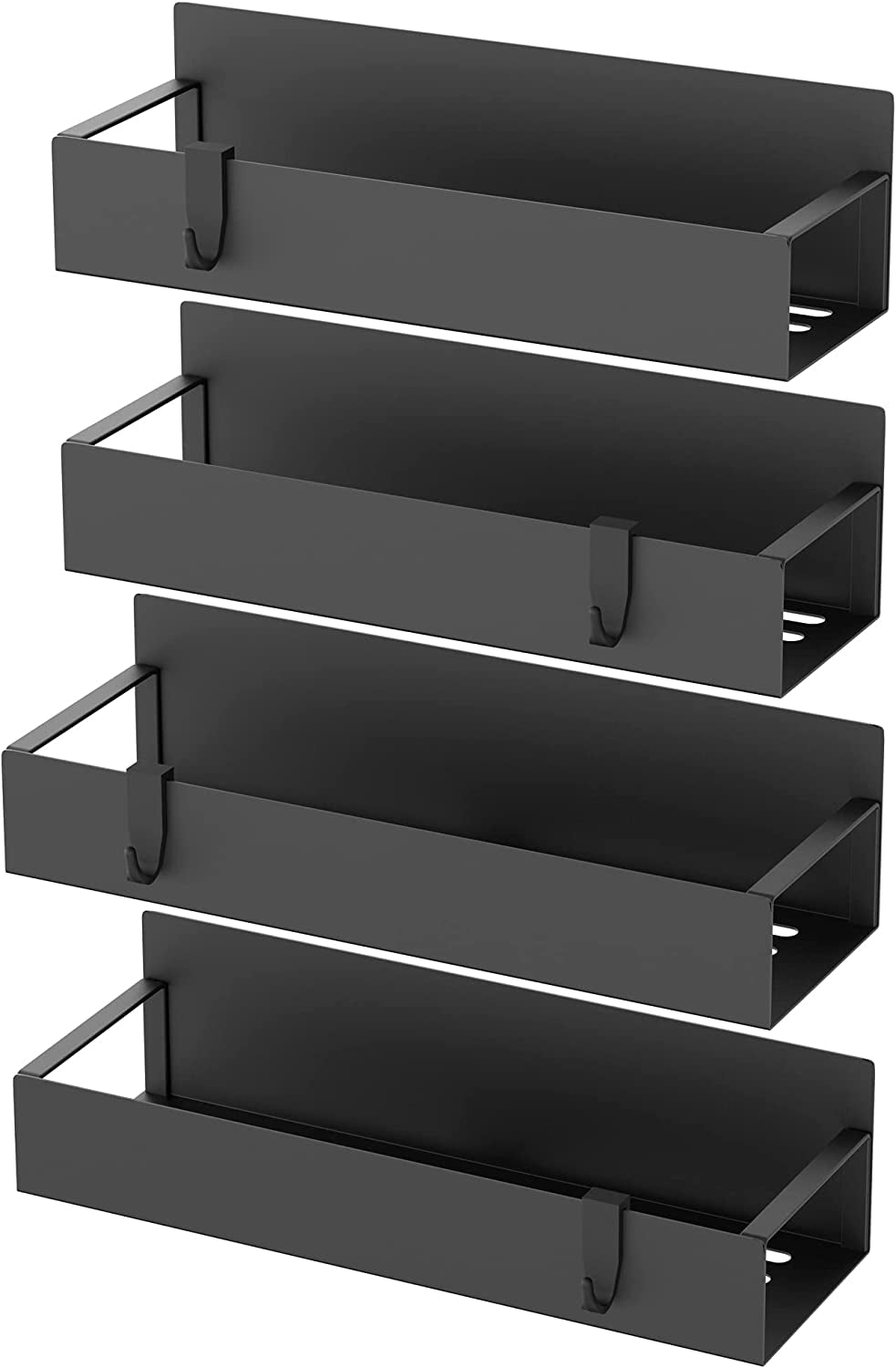 Metal 4 Pack Magnetic Spice Storage Rack Organizer for Refrigerator and Oven, Black Fridge Organizers and Storage, Metal