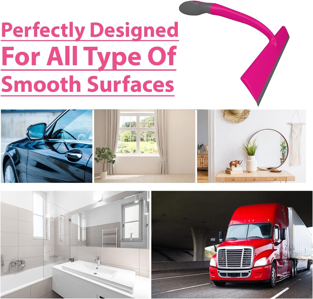 WBM Home Squeegee, Professional Scratch Free Surface Cleaner with Hanging Hole, Shower Squeegee, Pink