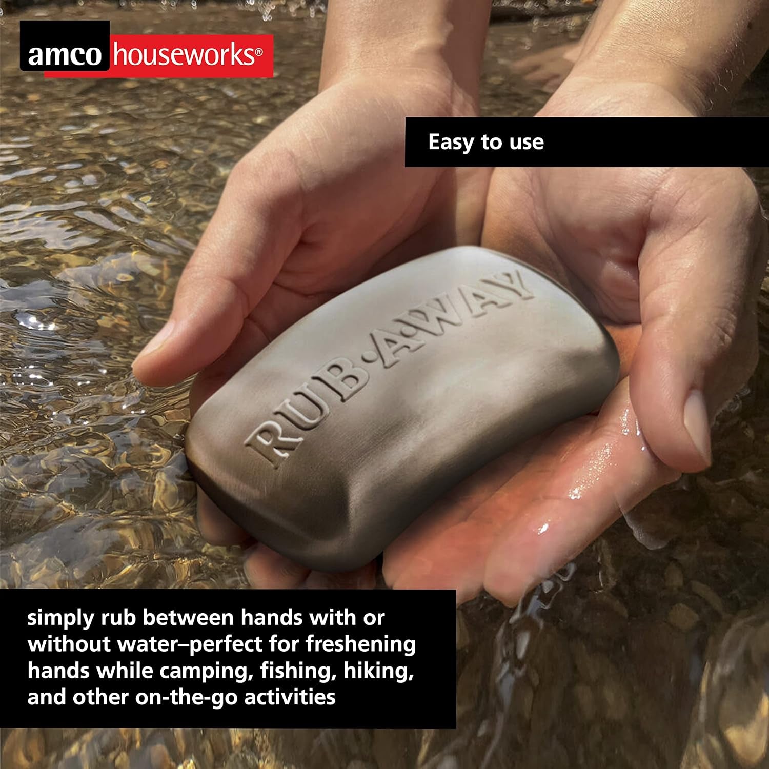 Rub-A-Way Bar, Stainless Steel Odor Absorber (4" X 2.25") - Dishwasher Safe Kitchen & Outdoor Essential for Garlic, Onion, Fishing, Hiking Odors - Natural Odor Remover